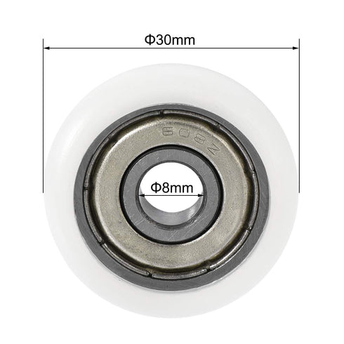 uxcell Ball Bearing Guide Pulley Roller Round Wheel 8x30x8.5mm Double Metal Shielded (GCr15) Chrome Steel Bearings 4pcs...