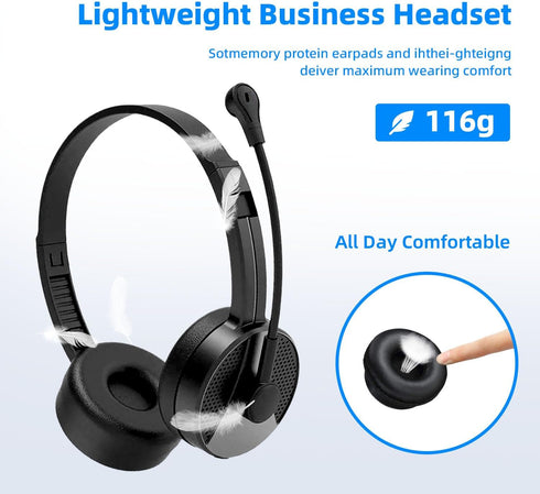 USB Headset with Microphone for PC, 3.5mm Jack 2 in 1 Headset,Wired Stereo Computer Headphone,Lightweight Headset with Volume Control Wired Headse...