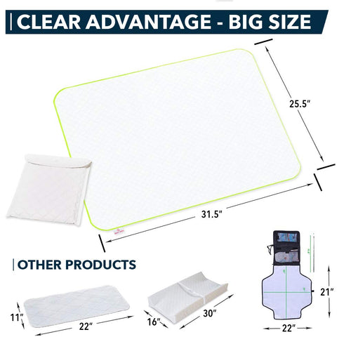 Portable Changing Pad - Waterproof Baby Changing Mat - Large Size 25.5”x31.5”- Foldable Wipeable Diaper Changing Pad - Change Diaper in Any Places...