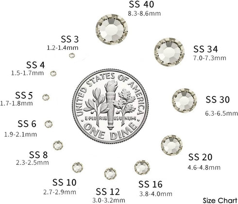 Glue Fix Crystal Flatback Rhinestones Glass Diamantes Gems for Crafting Nail Art Crafts Decorations Clothes Shoes 4.8mm (ss20 1440pcs, Black Diamo...