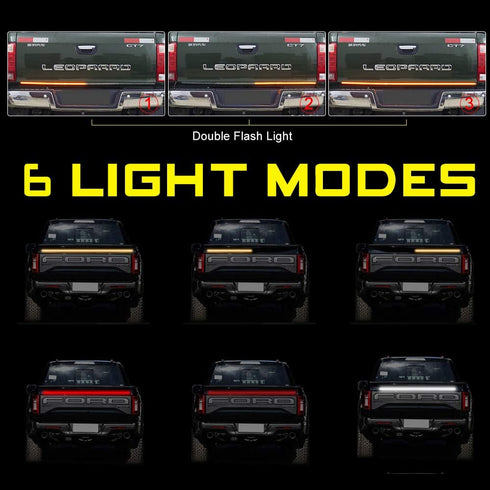 Teguangmei 48 Inchs Truck Tailgate Light Bar Triple-Row Truck Tail Light Strip Super Bright LED Red/White/Amber Running Turn Signal Brake Reverse ...