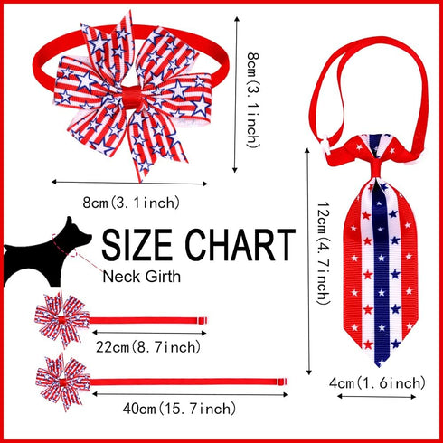 Dog Bow Ties Set, 24pcs Adjustable Holiday Themed, for 4th of July, Memorial Day, Pet Dog Collar Grooming Accessories...