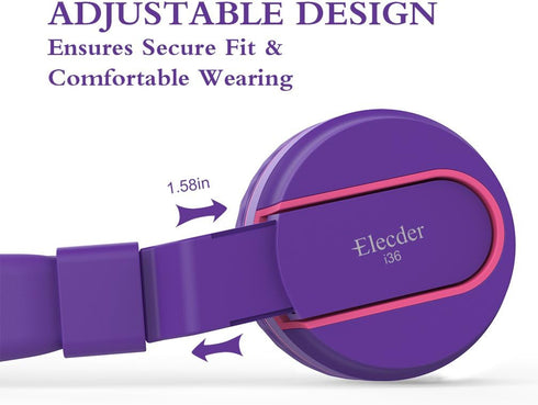 ELECDER i36 Kids Headphones Children Girls Boys Teens Foldable Adjustable On Ear Headphones 3.5mm Jack Compatible Cellphones Computer Kindle MP3/4...