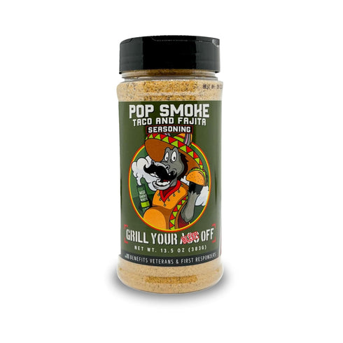 Pop Smoke Taco & Fajita Seasoning by Grill Your As Off - BBQ & Grill Seasoning - Dry Rub for Beef, Steak, Burgers, Pork & Chicken - MSG & Gluten F...
