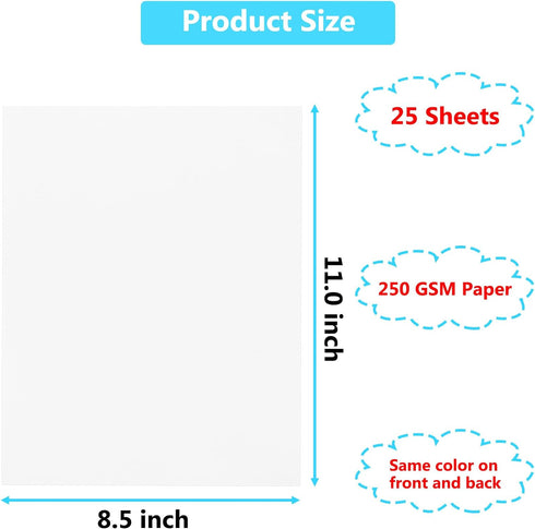 25 Sheets White Cardstock Paper 8.5 x 11 inches, 250 GSM/92 lb Thick Card Stock Paper White Construction Paper for DIY Cards, Cardstock Printer Pa...