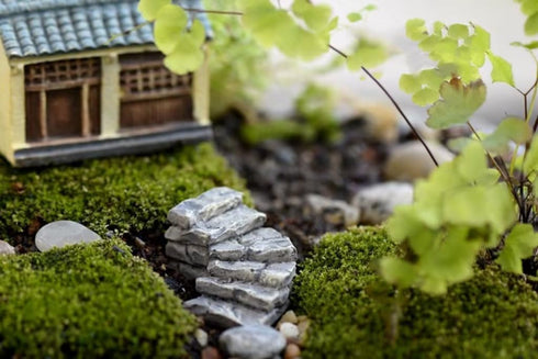 Curved Stone Steps Miniature Fairy Garden Accessories,Miniature Pond Lawn Garden Ornament Figurines, Mini Lighthouse Water Well Bridge Figurines, ...