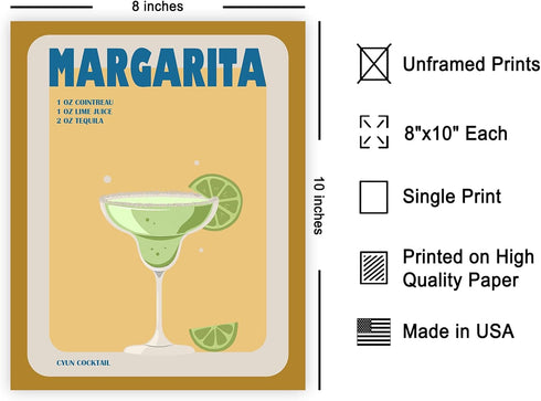 Poster Master Margarita Poster - Retro Cocktail Recipe Print - Alcohol Art - Cocktail Art - Preppy Art - Trendy Art - Chic Boho Art - Aesthetic Ki...