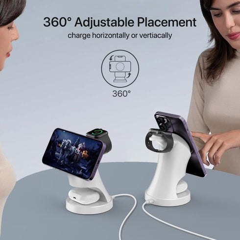 Streamline Wireless Charger, Magnetic 3 in 1 Charging Station for Magsafe iPhone 15/14/13/12/Pro/Plus/Pro Max, 5W Charger for Magsafe Apple Watch9...
