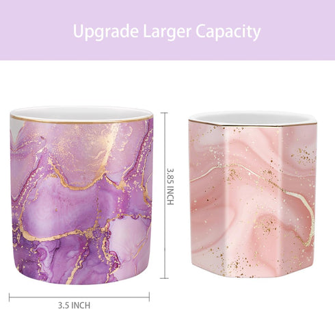 WAVEYU Pen Holder for Desk, Cute Ceramic Pencil Holder, Pen Cup Marker Holder Makeup Brush Holders, Desk Accessories & Workspace Organizers for Ho...