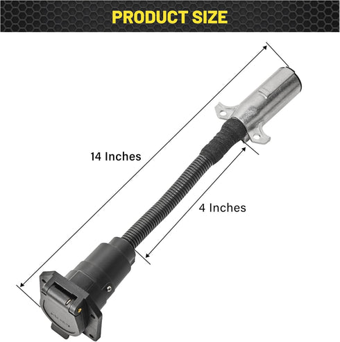 Oyviny 7 Pin Round to 7 Pin RV Trailer Adapter with Mounting Bracket, 7 Pole Round to 7 RV Blade Adapter 14 Inches Length...