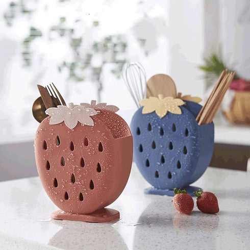 AKOAK 1 Pack Strawberry Chopsticks Stand, Cutlery Storage Box, Suitable for Storing Spoons, Chopsticks, Spoons, Knives and Other Kitchen Utensils ...