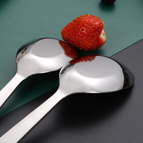 Asian Soup Spoons Chinese Soup Spoons Stainless Steel Spoons, Thick Heavy Stainless Steel Soup Spoons Table Spoons Dinner Spoons Flat Square Spoon...