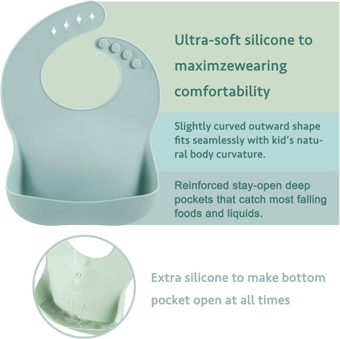 PandaEar 3 Pack Silicone Baby Bibs for Boys Girls| Waterproof Toddler Bibs| Adjustable Unisex Baby Bibs for Eating| BPA Free Soft Durable Silicone...