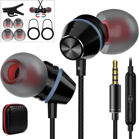3.5mm Wired Earbuds with Microphone in-Ear Headphones Magnetic Earphones Noise Canceling Audio Corded Headset for Samsung A15 A25 A14 A13 A03s S10...