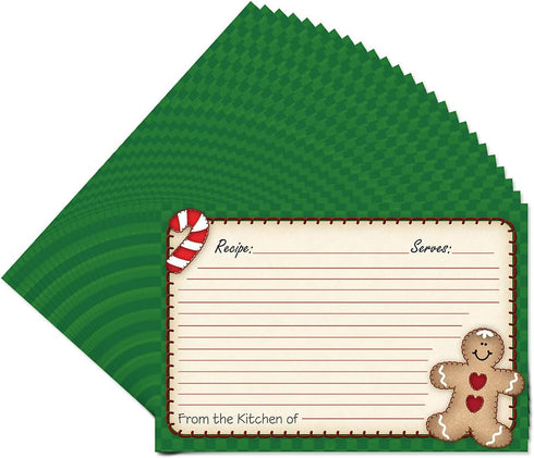 Current Gingerbread Man Recipe Cards - 4x6 Inches, Single Sided Blank Cardstock for Family Thanksgiving, Cookie, & Baking Recipes, Cute Bridal Sho...