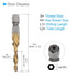 Combination Drill and Tap Bit, M4 x 0.7 Thread Size 1/4" Hex Shank, 4341 Titanium Coated High Speed Steel Tools - (Applications: for Aluminum Stai...