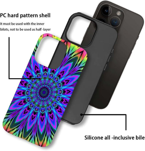 SEized Case Compatible with for iPhone 14 Pro Max,Tie Dye Floral Mandala Phone Case for Girl Women Boy Men,Durable Protection Case for iPhone 14 P...