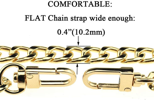 HAHIYO Purse Chain Strap Length 47.2" SPOT-ON Gold for Shoulder Cross Body Sling Purse Handbag Clutch Bag Replacement Strap Comfortable Flat 0.4" ...