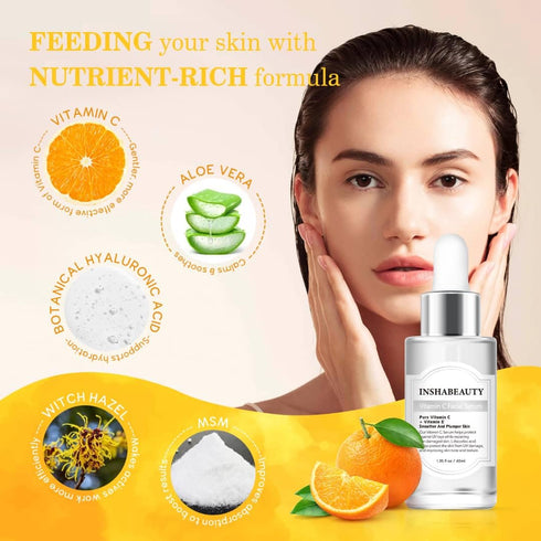 vitamin c face serum hyaluronic acid, vitamin e,Skin care,beauty, korean skin care,personal care products, Anti ageing,Anti wrinkles, Smoother and...