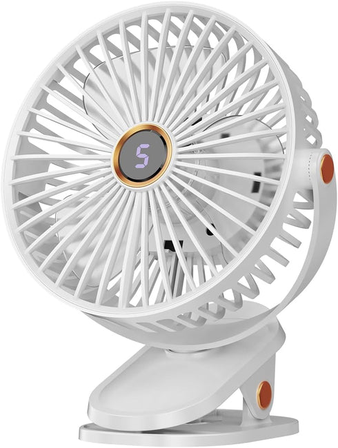 Portable Clip on Fan with 5-Speed Digital Display, 360° Rotation, Quiet Personal Cooling Small Table Fan, Battery Operated for Home Office, Stroll...