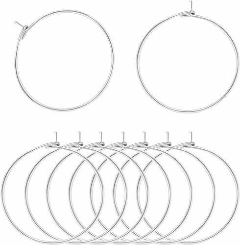 Ausejopeac 60 PCS Beading Hoop Earring Finding 925 Sterling Sliver Plated Open,Hypoallergenic Round Beading Hoop Open Beading Hoop for Jewelry Mak...