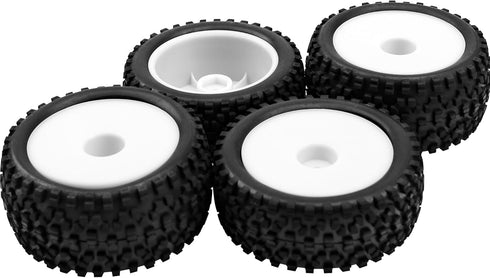 4Pack HIRCQOO OD 88mm/3.46" Front and Rear Rubber Tire Tyre & Plastic Wheel Rims 12mm Hex Hub Compatible with Redcat HPI HSP ExceedRC Kyosho Losi ...