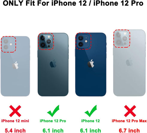 Compatible for iPhone 12/12 Pro Case Built with Screen Protector, Lightweight and Stylish Full Body Shockproof Protective Rugged TPU Case for Appl...