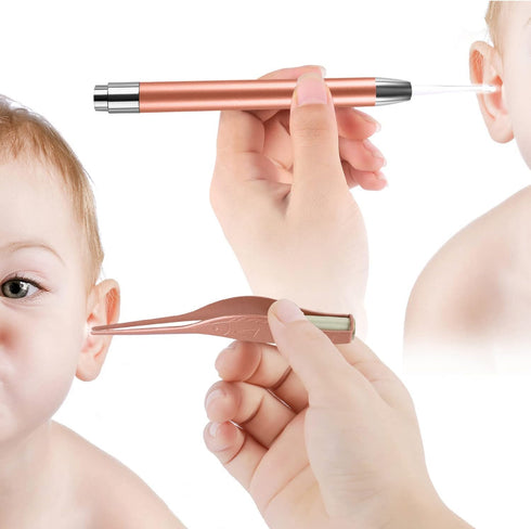 4 Pack Ear Pick with Light, Ear Cleaner Ear Wax Removal Tool Kit for Kids and Adults, Ear Picks Digger & Tweezers & Spiral Spring Ear Spoon Set wi...