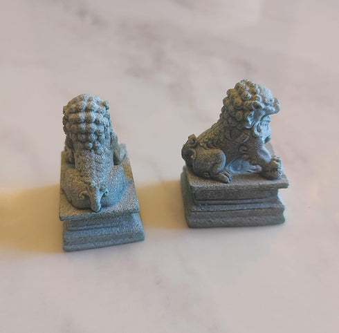 Asian Fu Foo Dogs Statues Mini A Pair of Guardian Lion Figurine Sandstone Pets Fish Tank Aquarium Landscape Ornaments Accessories Feng Shui Decora...