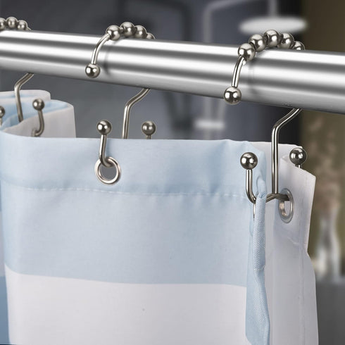 Titanker Shower Curtain Hooks Rings, Rust-Resistant Metal Double Glide Shower Hooks for Bathroom Shower Rods Curtains, Set of 12 Hooks - Matte Nic...