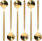 6 Pcs Coffee Spoons Stainless Steel Tea Spoons Round Dessert Spoons Long Handle Spoons for Hot Chocolate Ice Tea Latte Dessert Espresso Golden...