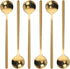 6 Pcs Coffee Spoons Stainless Steel Tea Spoons Round Dessert Spoons Long Handle Spoons for Hot Chocolate Ice Tea Latte Dessert Espresso Golden...