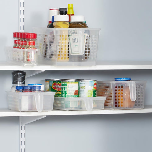 Plastic Kitchen Pantry Cabinet Refrigerator Food Storage Organizer Bin Holder with Handle, Clear by Home Basics...