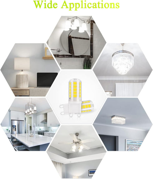 DiCUNO G9 LED Bulb 40W, Daylight White 6000K, 400LM, G9 Bi-pin LED Bulbs for Chandelier Light, Non-dimmable, G9 Halogen Bulb Replacement for Penda...