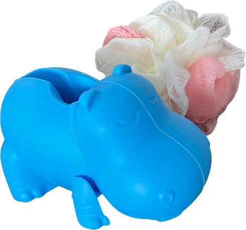 Soft Hippo Faucet Cover for Baby Safety, Plus a Shower Loofah for free. Adjustable Strap Fits Most, Easy Clean, Cute....