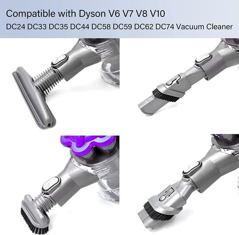 Replacement Attachments Tools Kit for Dyson V6 DC24 DC33 DC35 DC39 DC44 DC58 DC59 DC62 DC74, Dyson Cordless Vacuum Accessories (4 Pcs Set Brush Ki...