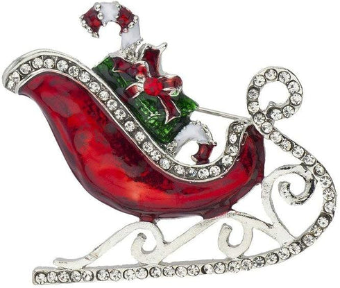 Lux Accessories Holiday Christmas Xmas Santa Sleigh Ride Sled Gifts Brooch Pin...