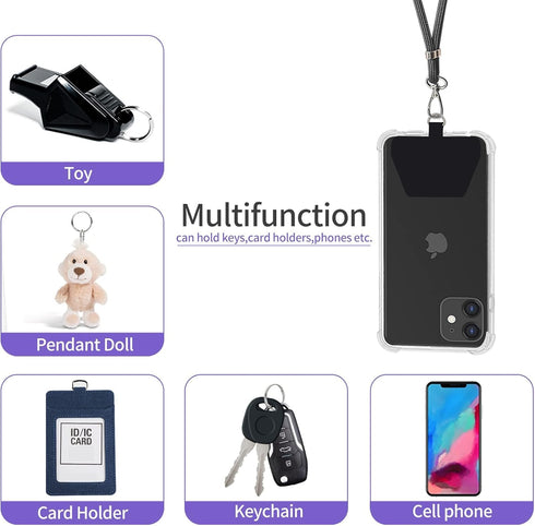 SS Phone Lanyard, Cell Phone Lanyard with Adjustable Detachable Neckstrap and Phone Tether, Phone Strap Suitable for All Smartphones-Black...
