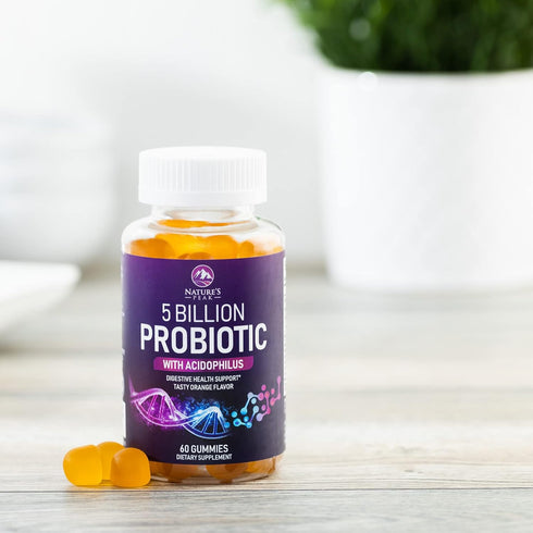 Nature’s Acidophilus Probiotics for Women & Men Gummies, 5 Billion CFU, 6 Strains, Daily Probiotic Supplement Gummy to Support Digestive Health, N...