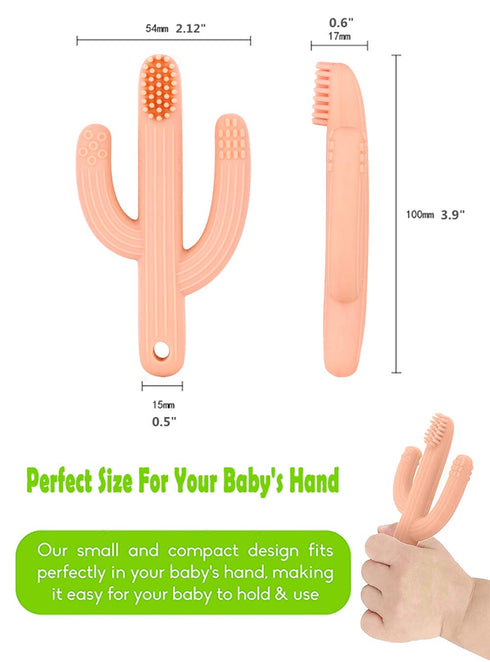 Cactus Teether, Baby Teething Toys for Babies 0-6 Months 6-12 Months, Self-Soothing Pain Relief Soft Baby Toothbrush for Babies, Toddlers, Infants...
