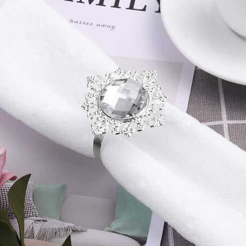 VORCOOL 12pcs Napkin Rings Napkin Holders Wedding Banquet Dinner Decoration (Silver)...