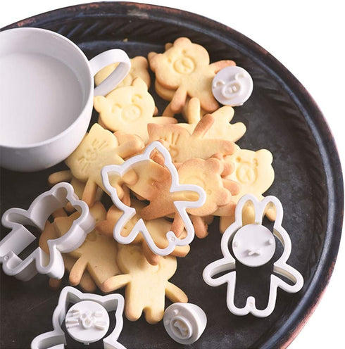 Cute Animal Cookie Cutters, Bear, Cat, Bunny, Piglet Cookie Cutter and Face Stamps, 8-Piece Set...