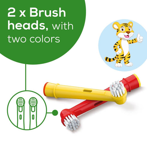 Beurer TB10 Kids Electric Toothbrush Replacement Brush Heads Only - 2 Pack - Theo The Tiger...