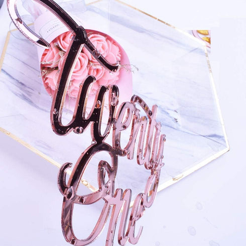 21th Birthday Cake Topper champagne Gold 21th Birthday Party Decoration Supplies Calligraphy Bling Cake Decoration Sign Party Banner...