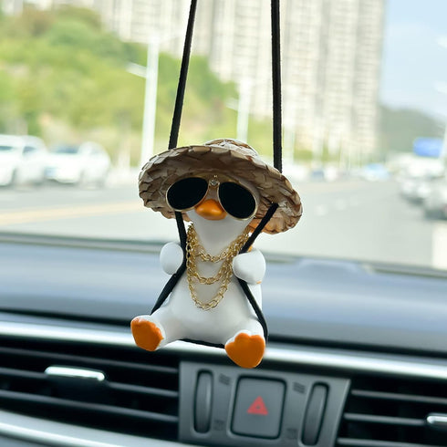 Swing Duck Car Hanging Ornament Cute Swing Duck Car Pendant Swing Duck Car Decoration Rearview Mirror Accessories(Style A)...