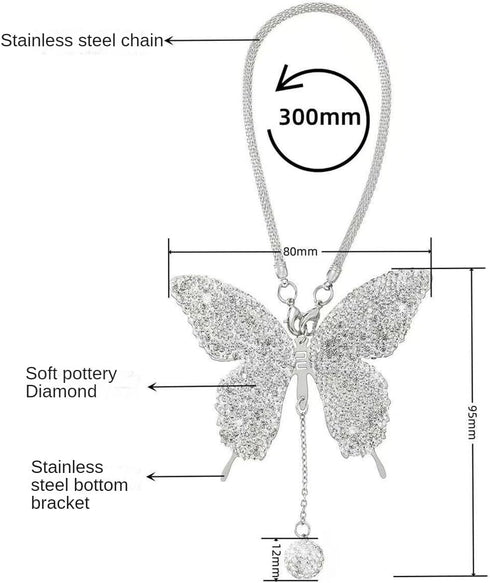 Car Mirror Hanging Accessories with Crystal Butterfly Design Bless Your Drive with Prosperity for Safe Wealthy & Happy Travels (Red)...