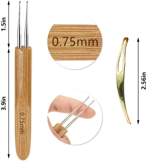 5 Pcs Dreadlocks Tool Set Includes 3 Pcs Dreadlocks Crochet 1 Hook 2 Hooks 3 Hooks Hair Weaving Needle Crochet, 2 Pcs Crochet Hair Tools Interlock...