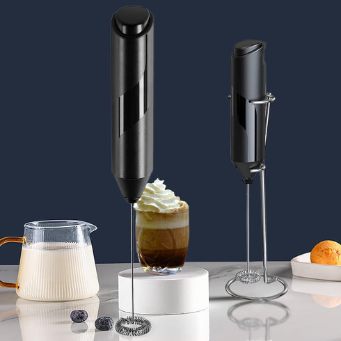 Electric Milk Frother Handheld with Stainless Steel Stand, Portable and Powerful Foam Maker for Coffee, Latte, Cappuccino, Hot Chocolate, Drink Mi...