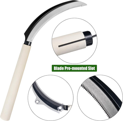 Sod Cutter Japanese Weeding Sickle, Japanese Weeding Tool with Sawtooth, Hand Sickle Weeding Tools for Garden, Hand Hoe Garden Tool, Light Serrati...