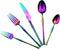 Gugrida Rainbow Silverware Set, 5-Piece 18/10 Stainless Steel Flatware Cutlery Set for 1,Mirror Finish, Ideal for Wedding Festival Party Home Kitc...